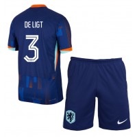 Camiseta Países Bajos Matthijs de Ligt #3 Segunda Equipación Replica Eurocopa 2024 para niños mangas cortas (+ Pantalones cortos)